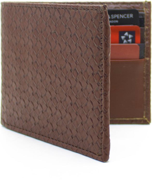 flex boom Men Casual Brown Genuine Leather Wallet(6 Card Slots)