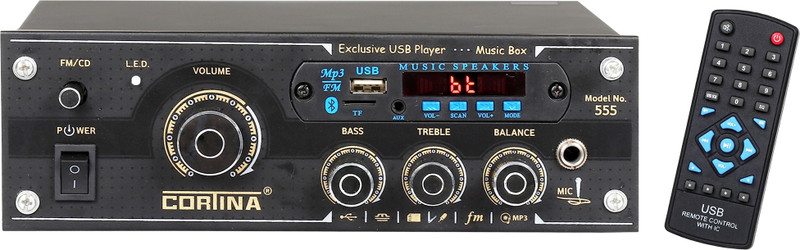 KE Krown Cortina Series 4440 Stereo CHT-555BT 4 Channel Stereo Amplifier 5000W PMPO with USB, FM & Bluetooth 100 W AV Power Amplifier(Black)