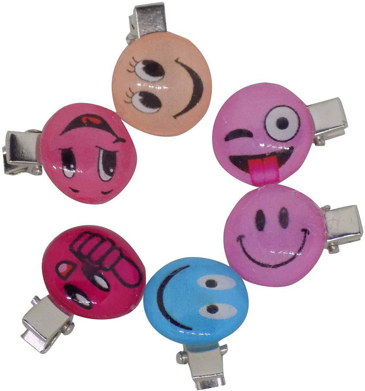 Bueno 6 Emoji Designed Hair Clips For Girls Hair Pin(Multicolor)
