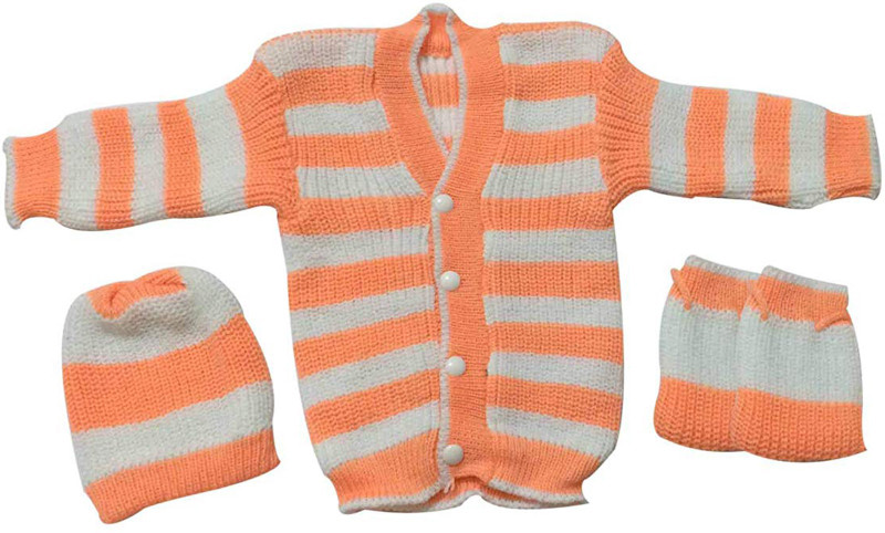 cute collection Baby Boys & Baby Girls Casual Sweater Bootie, Cap(Orange)