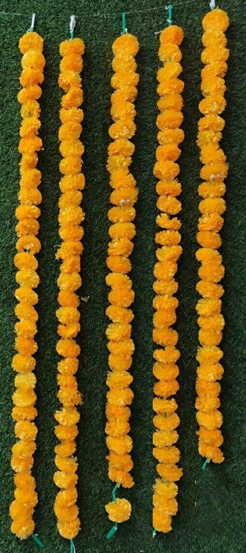 Satyam Kraft RE-USABLE ARTIFICIAL MARIGOLD FLUFFY FLOWERS GARLANDS(genda phool toran) FOR FOR...