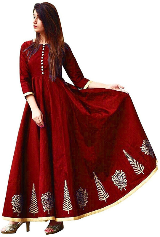 khodal creation Anarkali Gown(Maroon)
