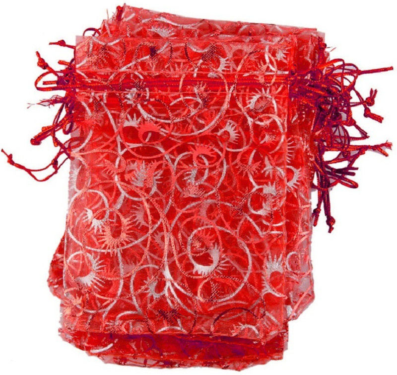 ethnicalive Weeding Gift/party/jewellery Pack of 20 ( 4 x 6 Inch ) Pouch(Red)