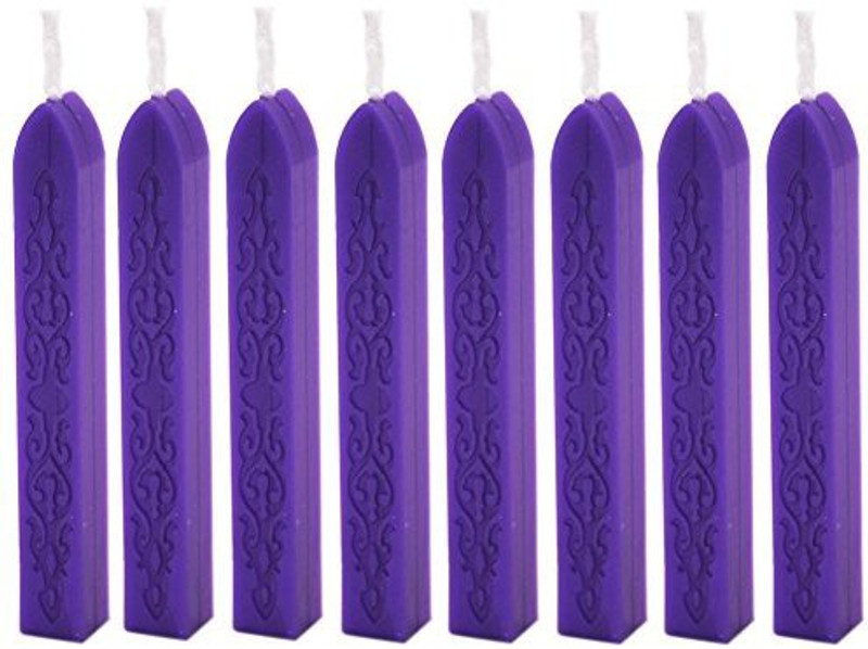ocharzy Ocharzy 8Pcs Multi-Color Manuscript Sealing Seal Wax Sticks with Wick for Envelope Letter (A, Purple)