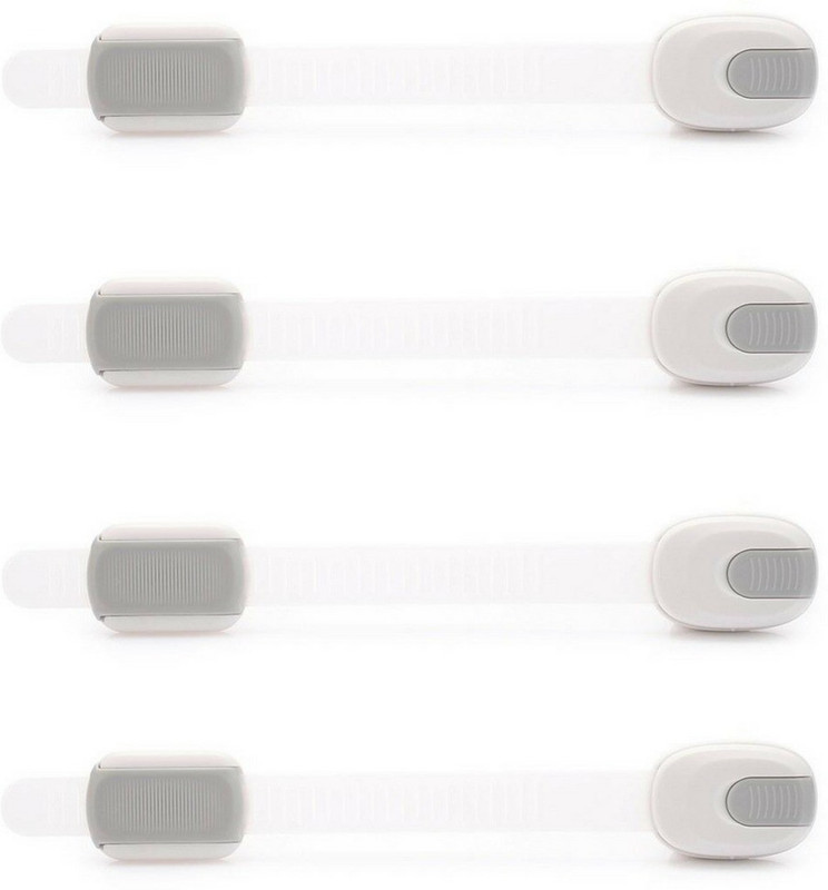 safetywarehouse Multi-Utility Latch for Locking Cabinet/Drawer/ Refrigerator/Toilet seat/for Baby Safety, babyproofing, 4 pcs(Grey)