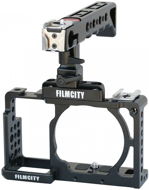FILMCITY Video Camera Cage Top handle for Alpha Mirror less A6000 A6300 ILCE-6000 6300 NEX-7 Camera | Tripod Mount Cage (FC-A6360-CH) Camera Rig