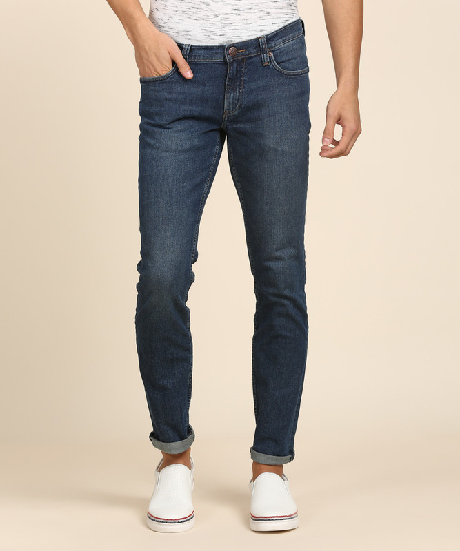 lee skinny men's blue jeans