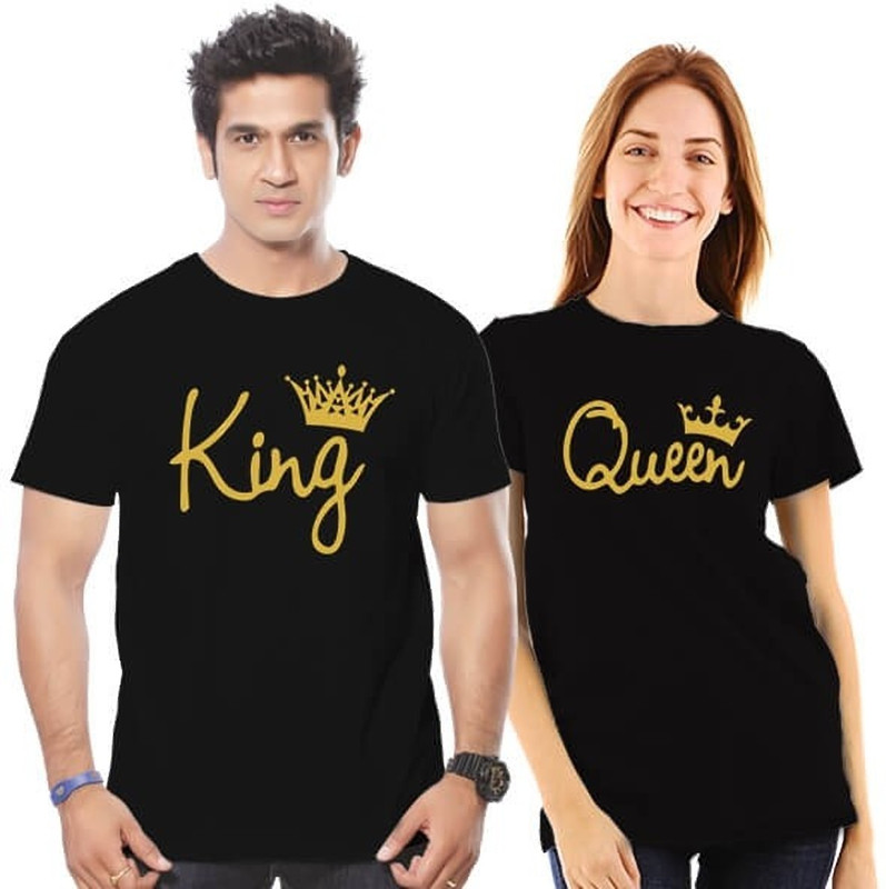 shallar Graphic Print Men & Women Round Neck Reversible Black T-Shirt(Pack of 2)
