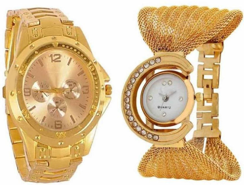 swanos New Collection watch Color Full Gold watch steel Bracelet type watch For _Men & women Analog Watch  - For Men & Women