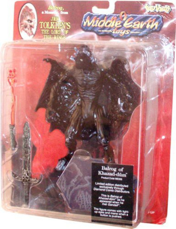Prannoi JRR Tolkien's The Lord of the Rings Exclusive Limited Edition 6 Inch Tall Action Figure - Balrog of Khazad-dum the Monster with Light Up Eyes and Mane Plus Sword, Mace and 1 Octagon Piece(Multicolor)