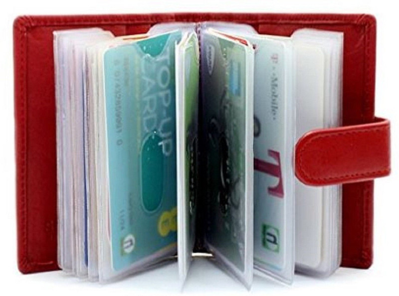 myseeku Women Casual Red Genuine Leather Card Holder(20 Card Slots)