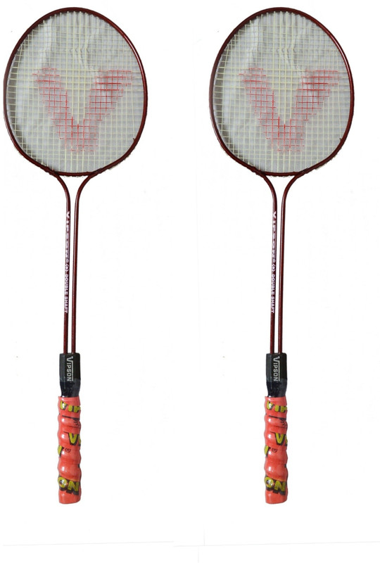 vipson Full Size Double Shaft Light Weight Badminton Racquet Pair Set For Boys And Girls Multicolor Strung Badminton Racquet(Pack of: 2, 0.35 g)