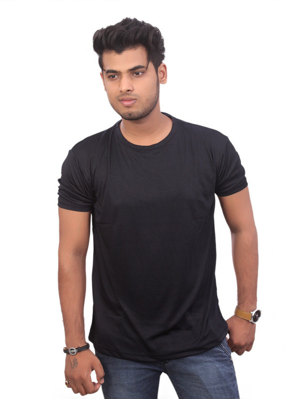 anzriyaa Solid Men Round Neck Black T-Shirt