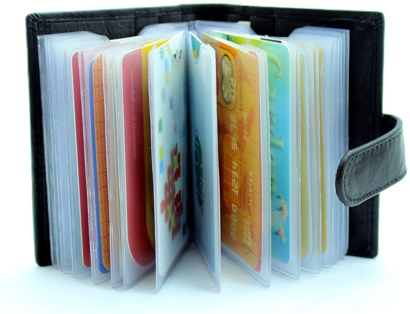 myseeku Men Black Genuine Leather Card Holder(20 Card Slots)