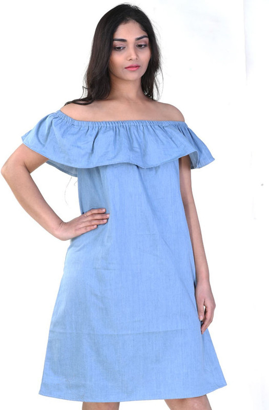 desire silhouette Women A-line Light Blue Dress