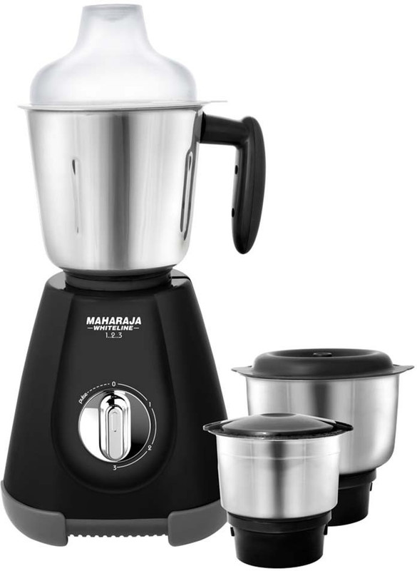 Maharaja Whiteline 1.2.3 550 Mixer Grinder(Black, 3 Jars)