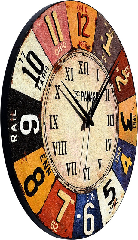 panash art Analog 46 cm X 46 cm Wall Clock(Multicolor, Without Glass)