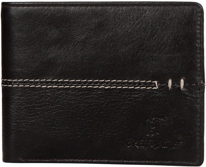 breiftasche Men Black Genuine Leather Wallet(6 Card Slots)