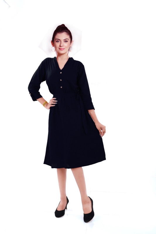 krizler Women A-line Black Dress