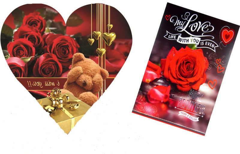 Skylofts Cute 5pc Chocolate Valentines I MISS YOU Heart Gift Box with love card Combo(45gms)