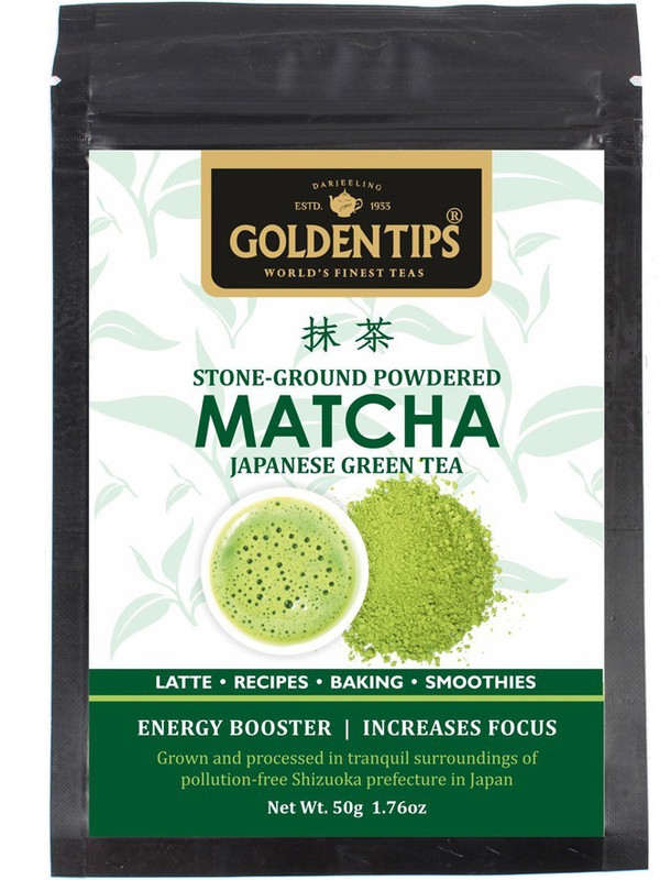 Golden Tips Authentic Japanese Matcha Green Tea Powder, 50g/1.76oz - High in Antioxidants & Energy Matcha Tea Pouch(50 g)