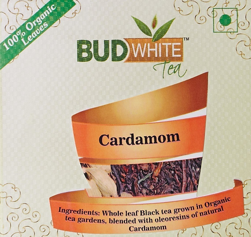 BudWhite Cardamom Tea - 20 Pyramid teabags Unflavoured Green Tea Bags Box(20 Bags)