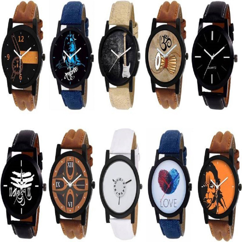 parekh enterprise new multi colour jents watch combo of 10 watches for boys and men. Analog Watch  - For Men