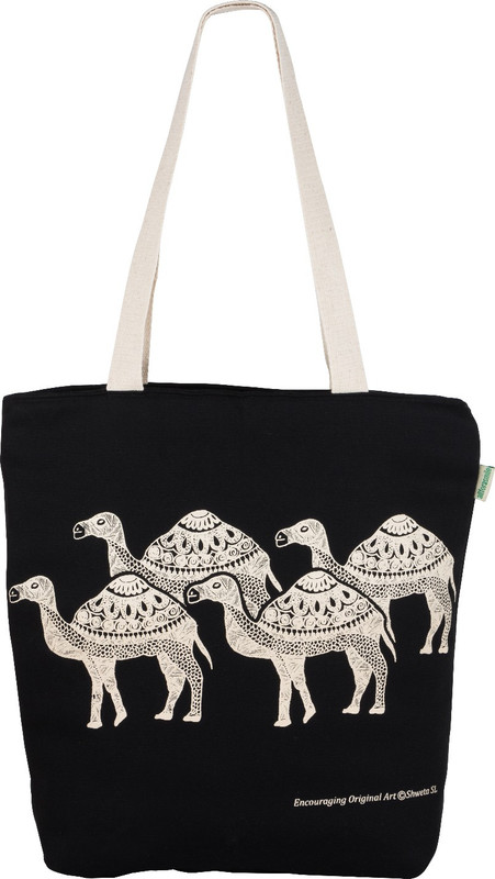 allforasmile Ecofriendly Tote Bag | Animal Collection Camel | Original Art Multipurpose Bag(Black, 5 L)