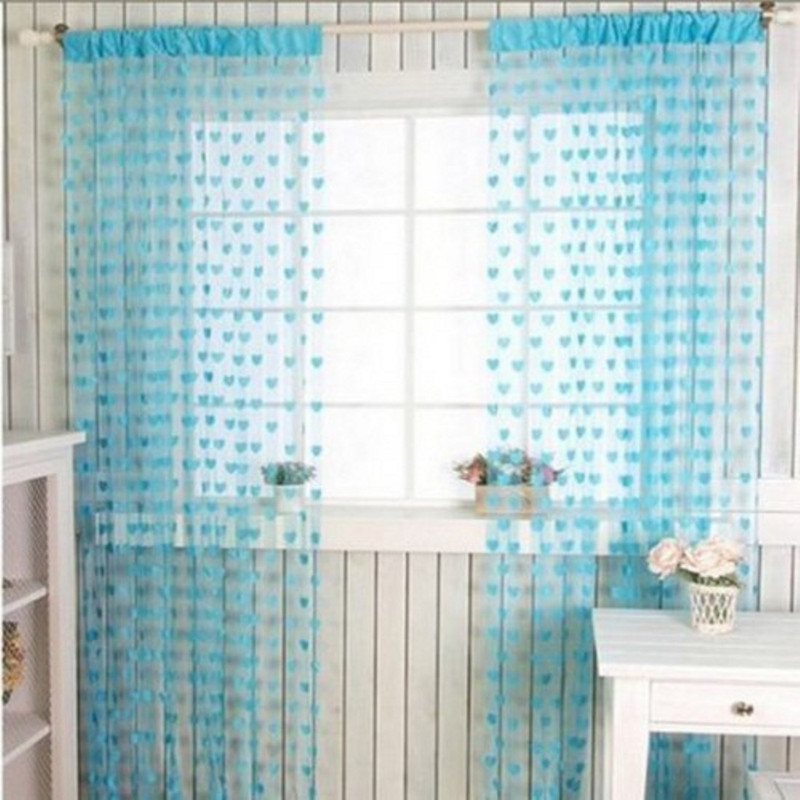 curtain 214 cm (7 ft) Net Door Curtain (Pack Of 2)(Floral, Blue)