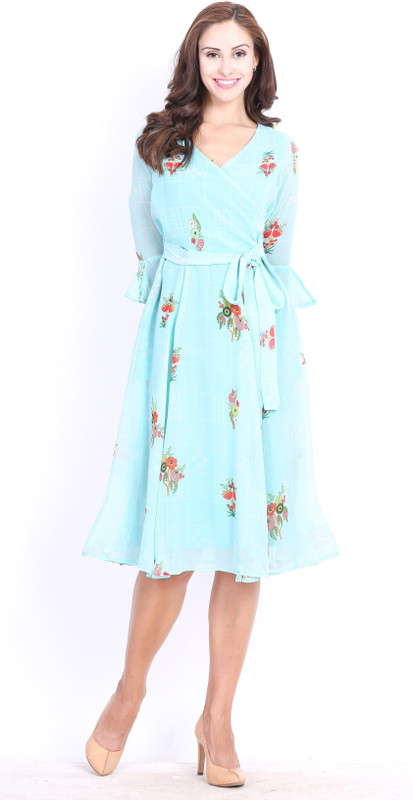 shaper Women Wrap Light Blue Dress