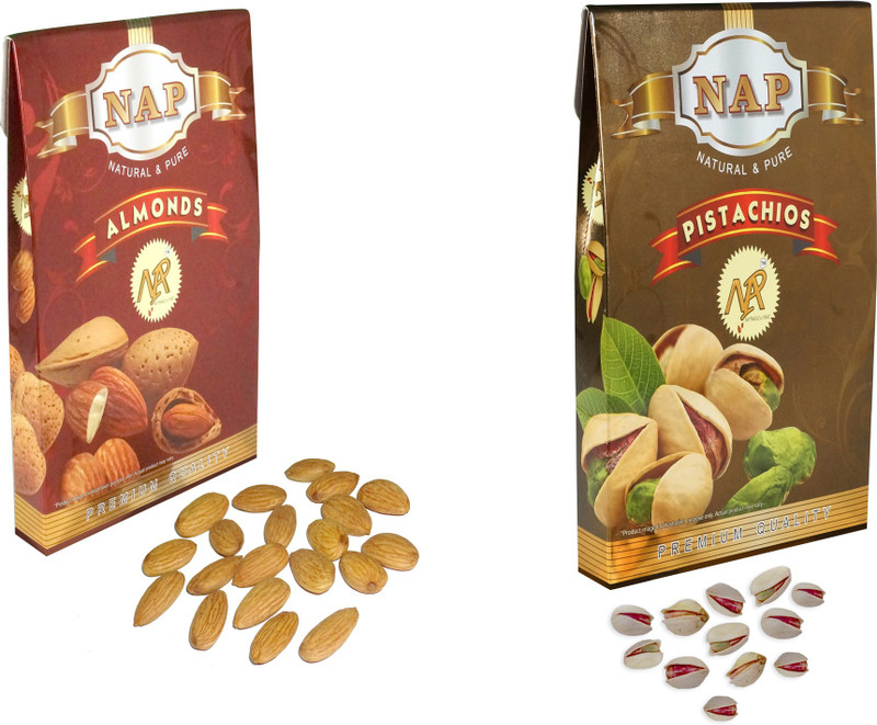 NAP PREMIUM QUALITY ALMONDS & PISTACHIOS (250 GMS EACH) Pistachios, Almonds(2 x 250 g)