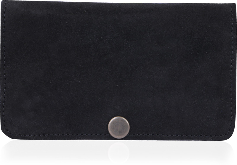 inne Women Casual Black Genuine Leather Wallet(6 Card Slots)