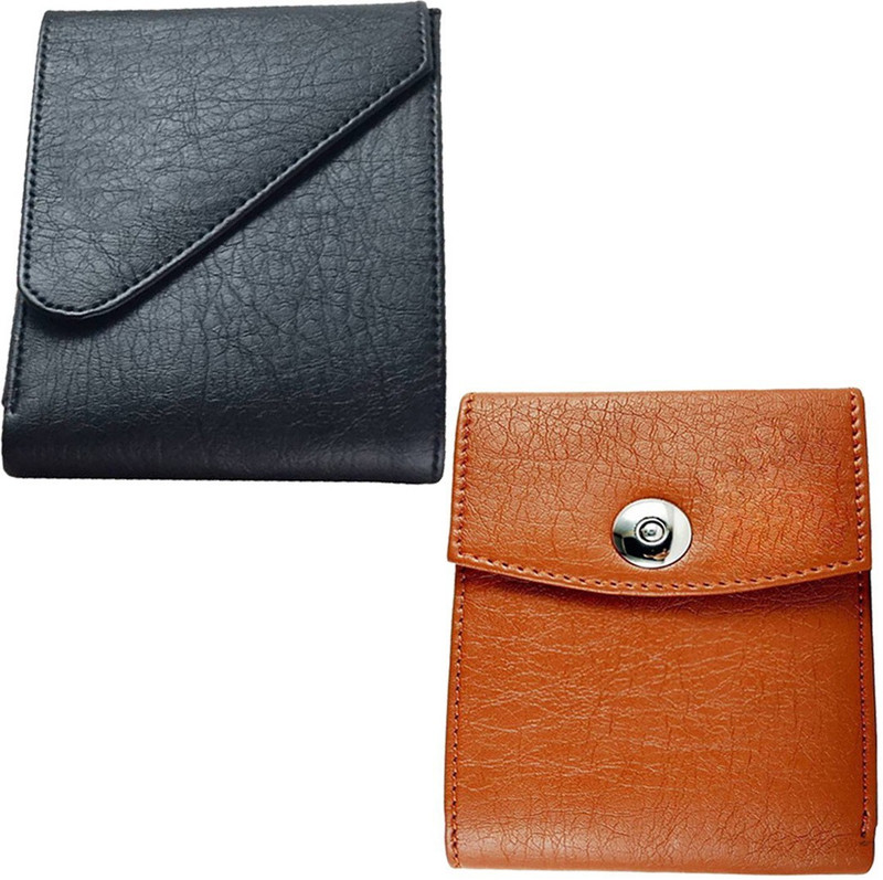 loopa Men Formal Tan, Black Artificial Leather Wallet(3 Card Slots)