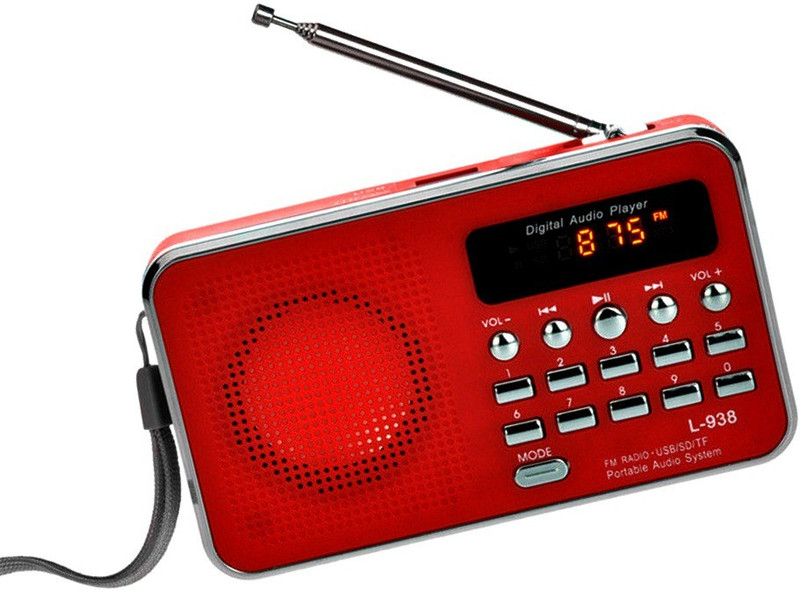 CRETO L-938 Portable Digital FM Radio USB Player Support pen-drive , aux and memory card FM Radio(Red)