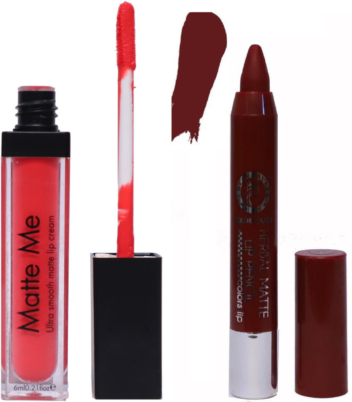 verma brends matte me liquid lipstick & herbal matte lipstick(multicolour, 6 ml)