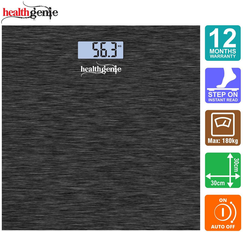 Healthgenie Rechargeable Digital Personal Scale for Human Body with Room Temperature Display Weighing Scale(Dark Grey/Brushed Dark Grey)