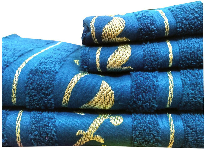 sneha Cotton 350 GSM Bath, Hand, Face Towel Set(Pack of 4, Blue)