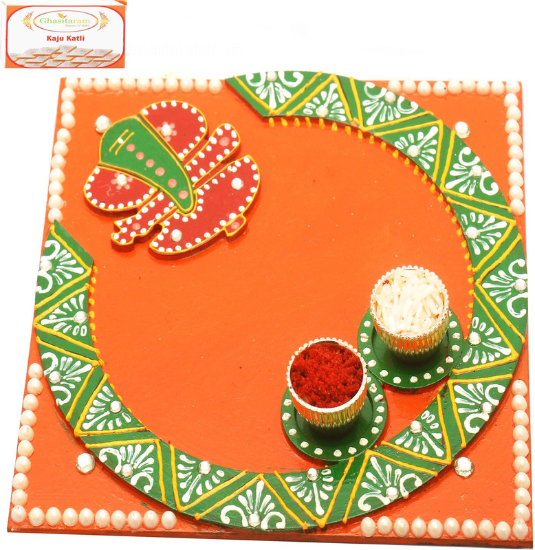 Ghasitaram Gifts BhaiDooj -Siddhi Vinayak Pooja Thali with 200 gms of Kaju katli Combo(2) Ghasitaram Gifts BhaiDooj -Siddhi Vinayak Pooja Thali with 200 gms of Kaju katli Combo(2)