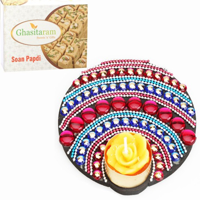 Ghasitaram Gifts Diwali Floating Multicolor T-Lite with 400 gms Soan Papdi Combo(2) Ghasitaram Gifts Diwali Floating Multicolor T-Lite with 400 gms Soan Papdi Combo(2)