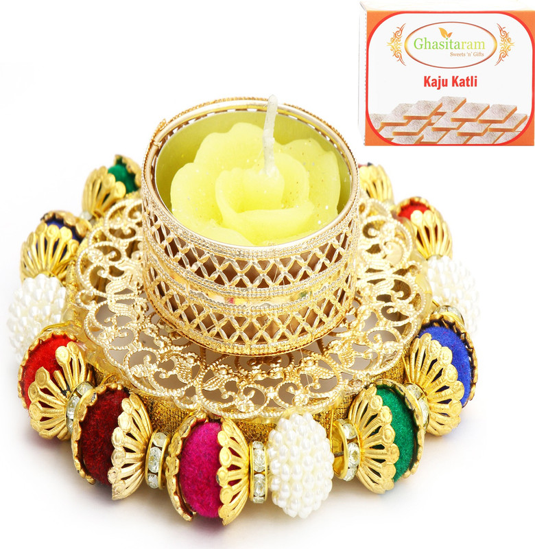 Ghasitaram Gifts Diwali Candles- Coloured Balls T-Lite with Kaju Katli Combo Combo(200 g) Ghasitaram Gifts Diwali Candles- Coloured Balls T-Lite with Kaju Katli Combo Combo(200 g)