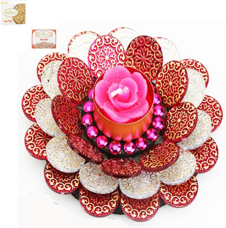 Ghasitaram Gifts Diwali Floating Flower T-Lite with 200 gms kaju Katli and 200 gms Soan Papdi Combo(3) Ghasitaram Gifts Diwali Floating Flower T-Lite with 200 gms kaju Katli and 200 gms Soan Papdi Combo(3)