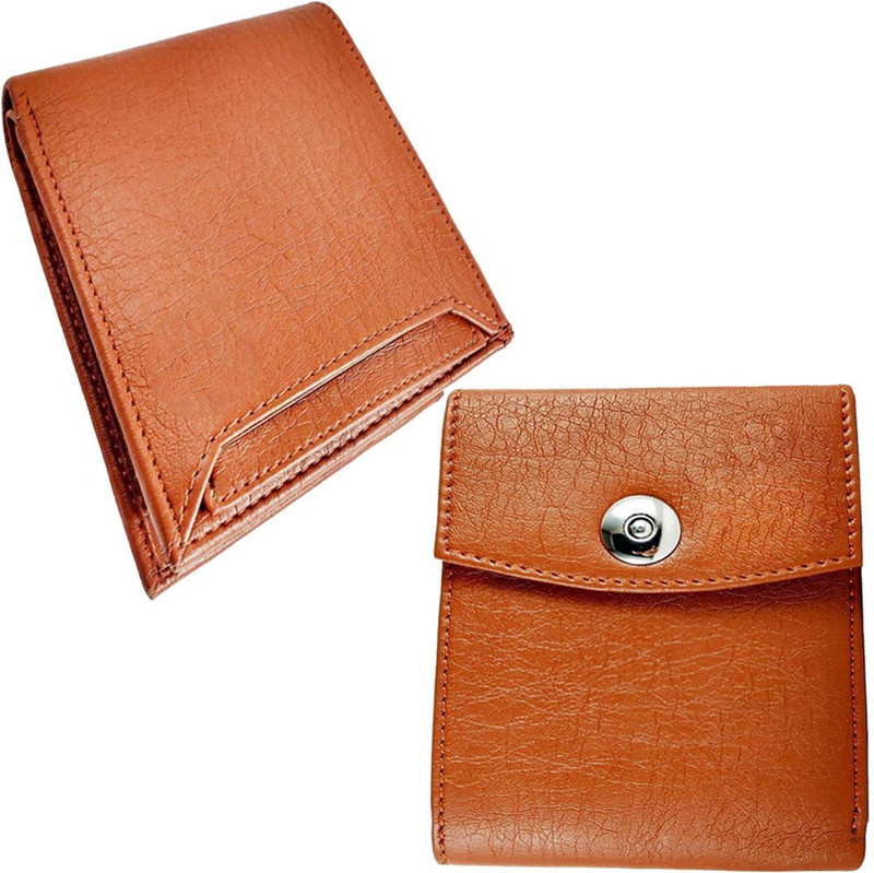 loopa Men Formal Tan Artificial Leather Wallet(3 Card Slots)