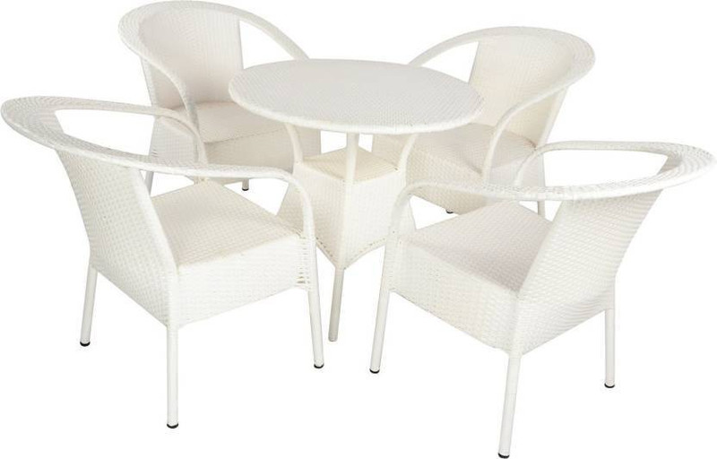 arniture white Cane Table & Chair Set(Finish Color - white)