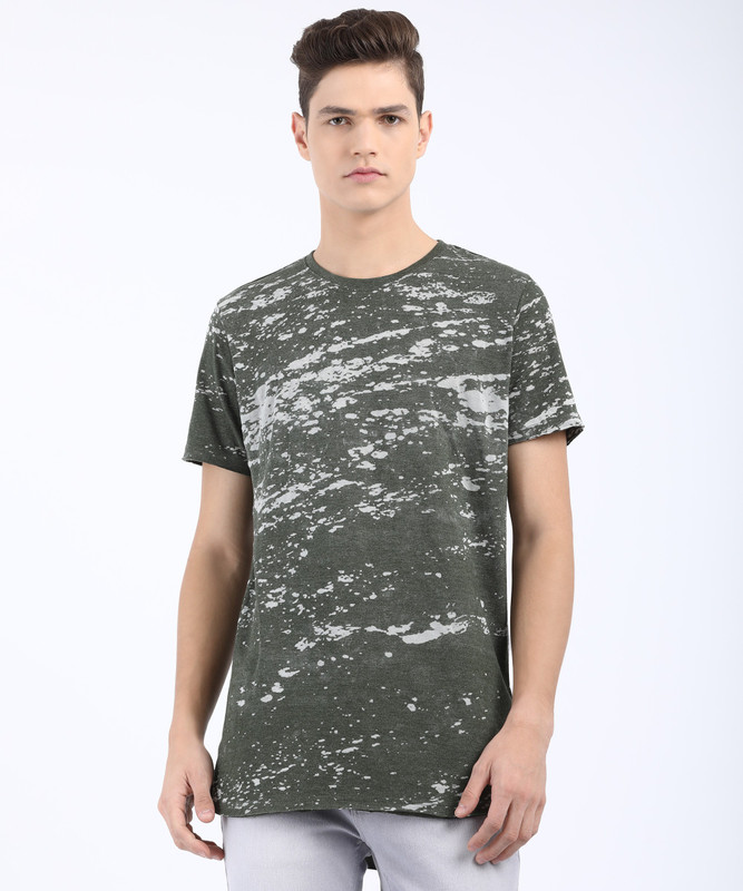 SKULT by Shahid Kapoor Printed Men Round Neck Grey, Green T-Shirt