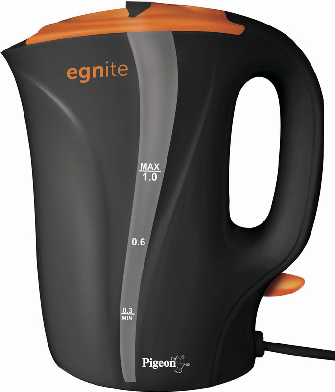 Pigeon EGNITE 1 LTR. Electric Kettle(1 L, Black, Orange)