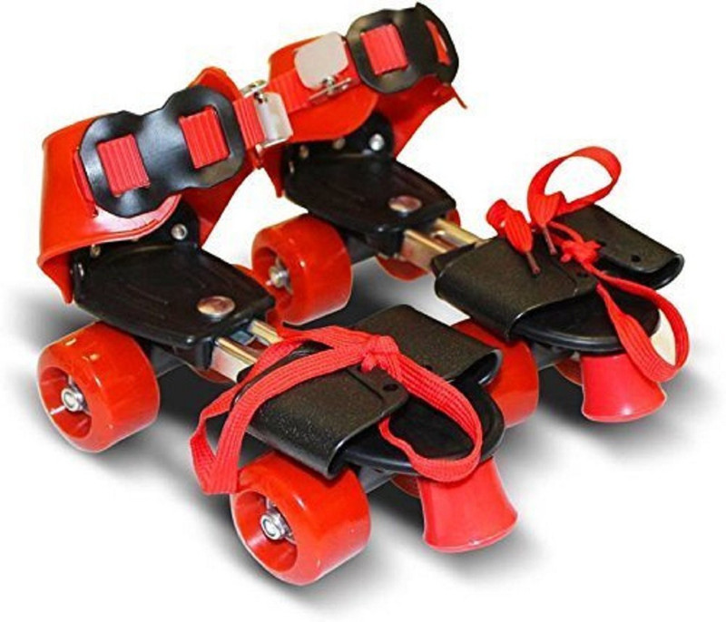 cracker Roller Skates for Kids Age Group 5-12 Years Adjustable Inline Skating Shoes Quad Roller Skates - Size 5 - 8 UK(Red, Yellow, Pink)