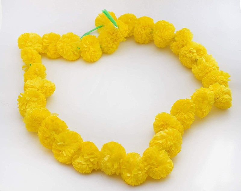 Satyam Kraft RE-USABLE ARTIFICIAL MARIGOLD FLUFFY FLOWERS GARLANDS(genda phool toran) FOR FOR...