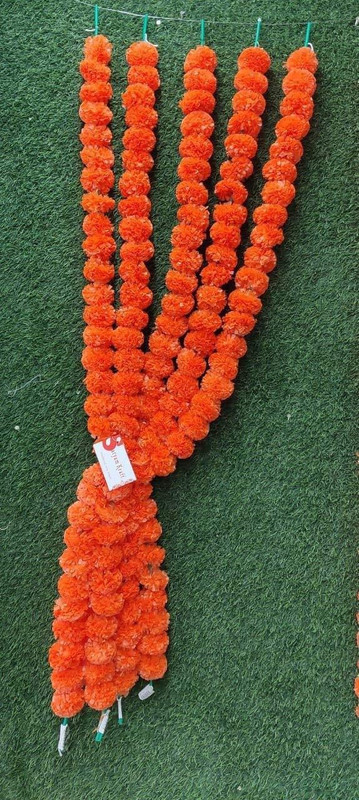Satyam Kraft RE-USABLE ARTIFICIAL MARIGOLD FLUFFY FLOWERS GARLANDS Orange Marigold Artificial Flower(58...