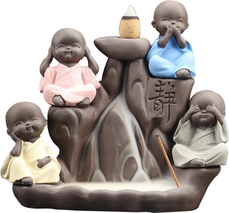 superiorneeds Backflow Cone Decorative Incense Holder Decorative Showpiece  -  12 cm(Ceramic, Multicolor)