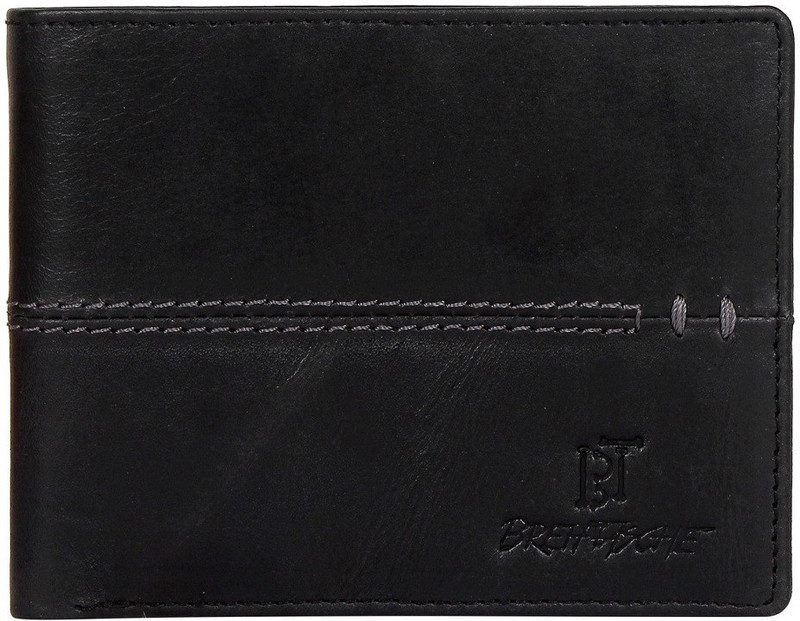 breiftasche Men Black Genuine Leather Wallet(6 Card Slots)